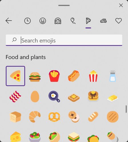 teclado emoji do windows 11 alimentos e plantas