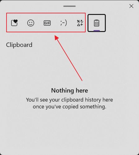 painel flutuante de emoji e histórico da área de transferência do Windows 11