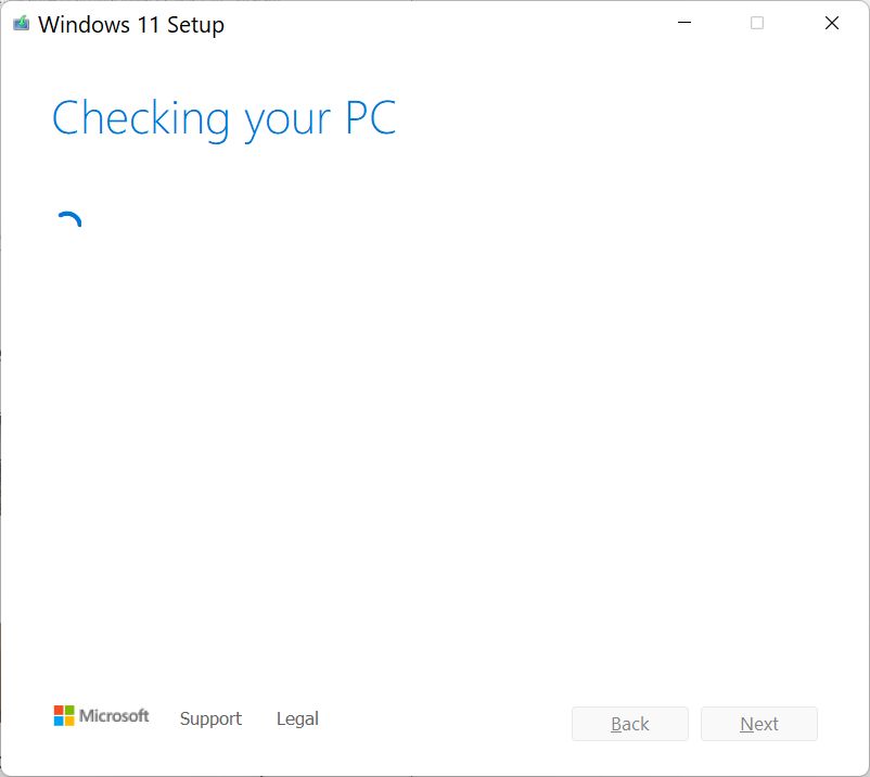 windows 11 installation assistant checking your PC