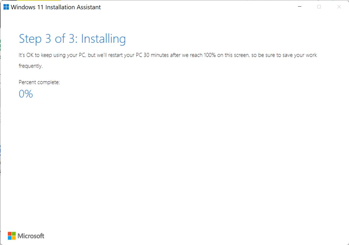windows 11 installation assistant installing