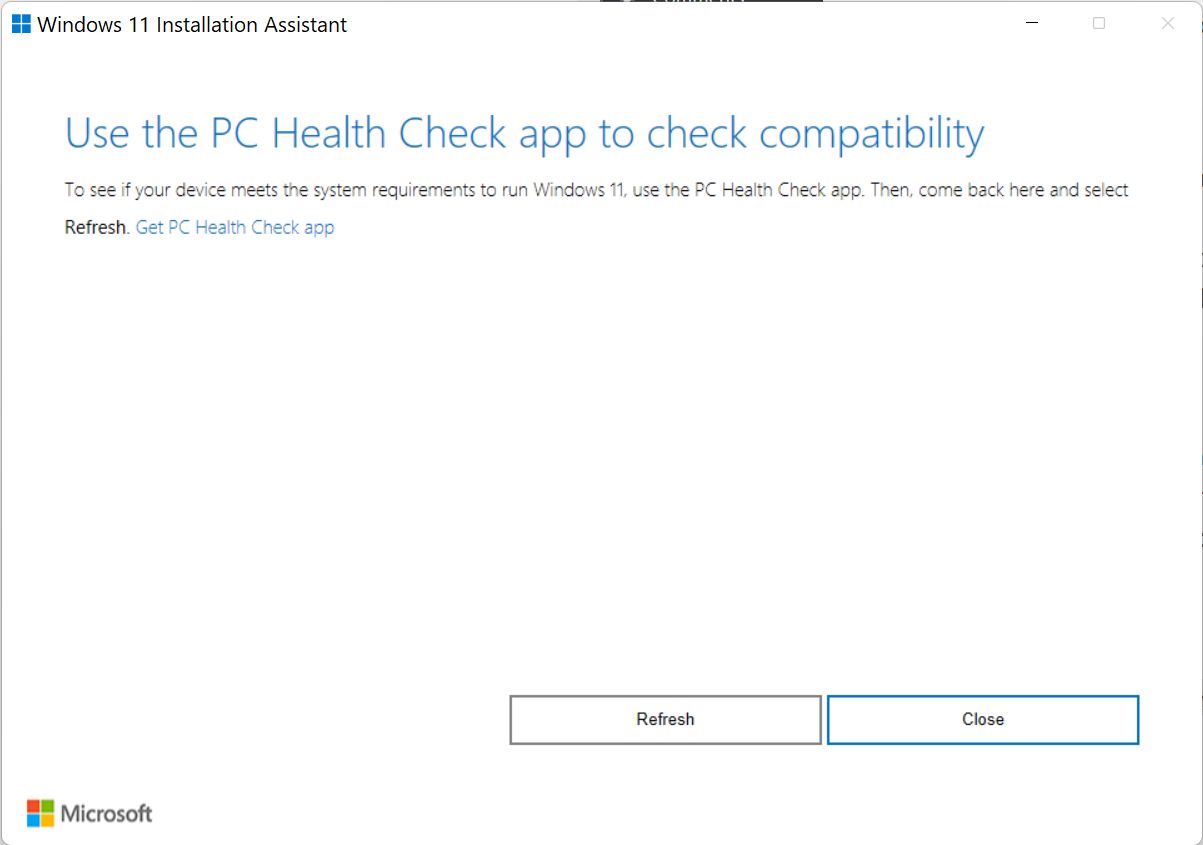 windows 11 installation assistant pc health check compatibility