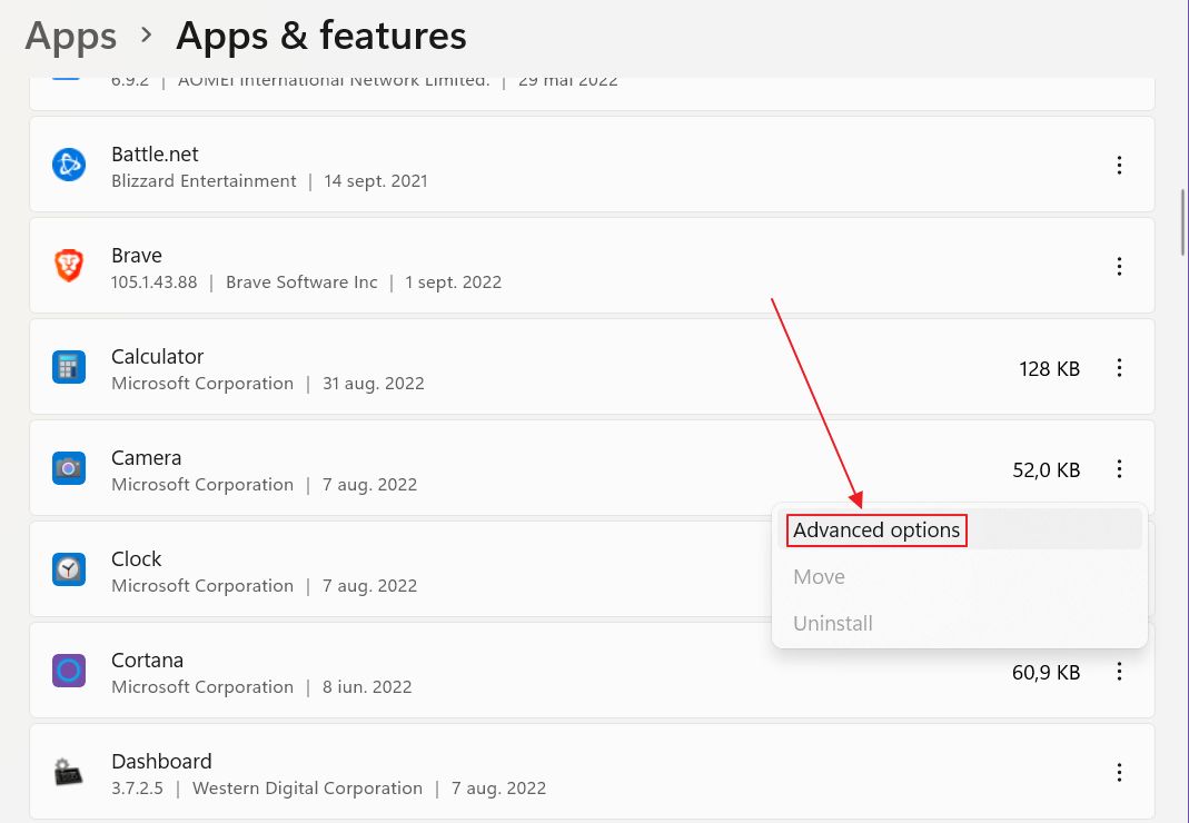 windows 11 settings store apps advanced options