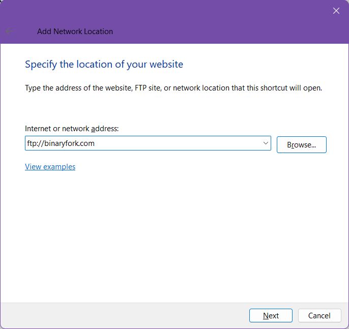 windows add network location ftp share