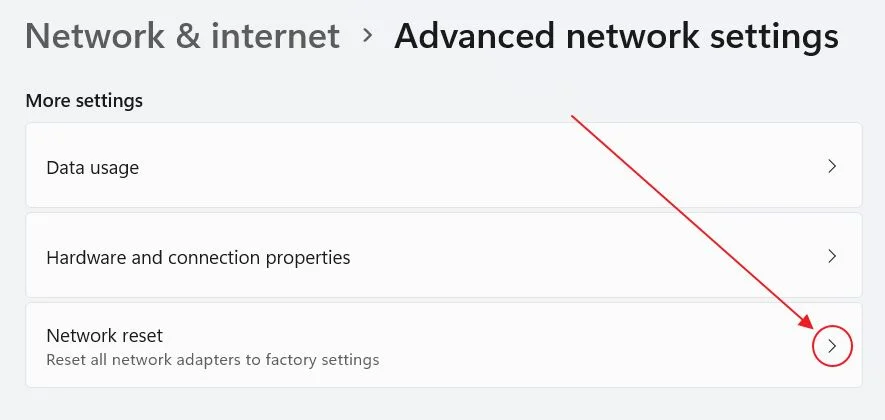 impostazioni di rete avanzate di windows reset di fabbrica