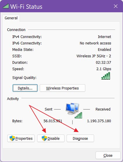 windows kontrol paneli nic durumu tanılamayı devre dışı bırak