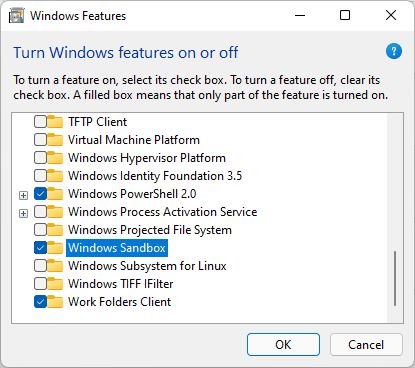 fonctions de windows sandbox