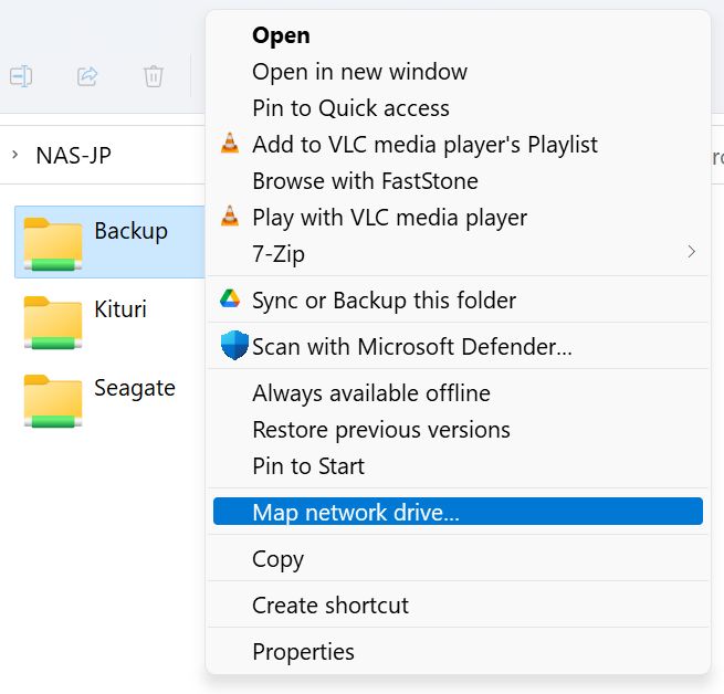 windows file explorer map network drive option