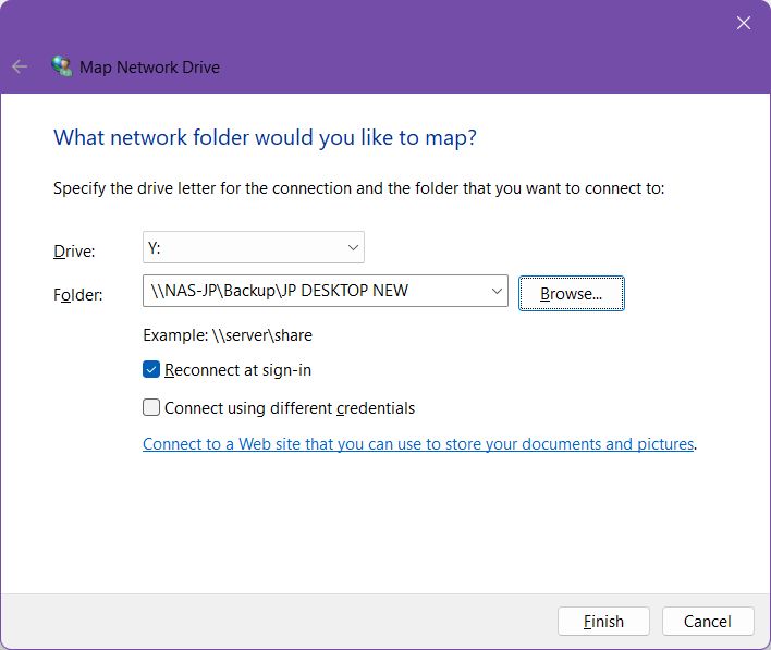 windows map network drive sub folder