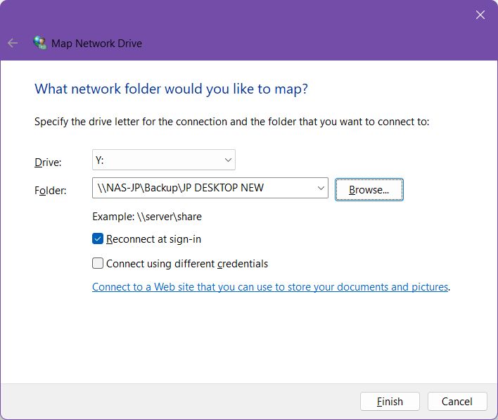 Windows Map Network Drive Sub Folder 