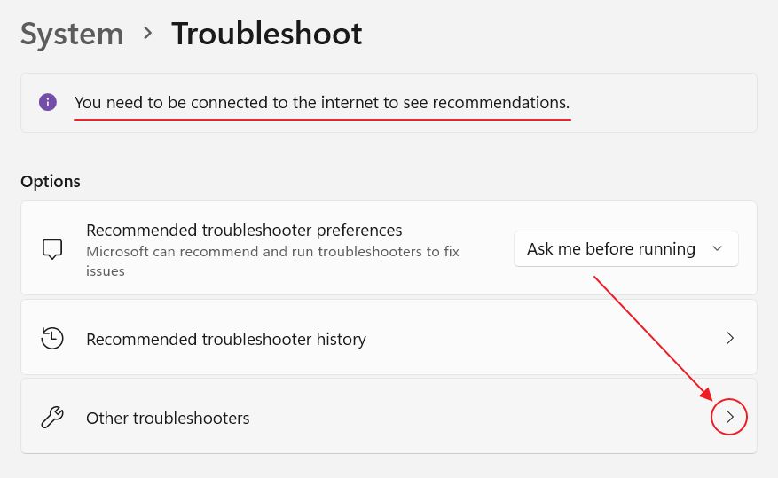 windows settings other troubleshooters