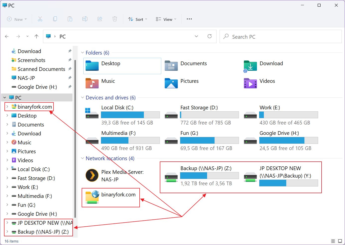 windows this pc mapped network drives and locations