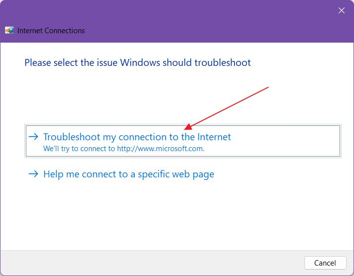 windows troubleshoot my connection to the internet