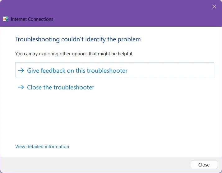 O Windows troubleshooter não conseguiu identificar o problema