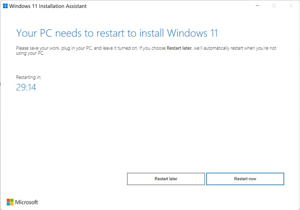 your pc needs to restart to install windows 11