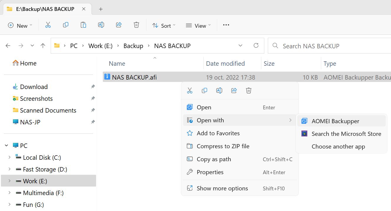 aomei backupper afi file di backup