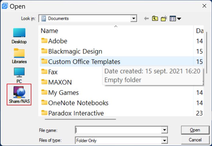 aomei backupper select add nas folder