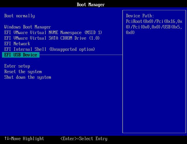 computer boot manager usb device