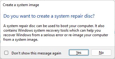 do you want to create a system repair disc