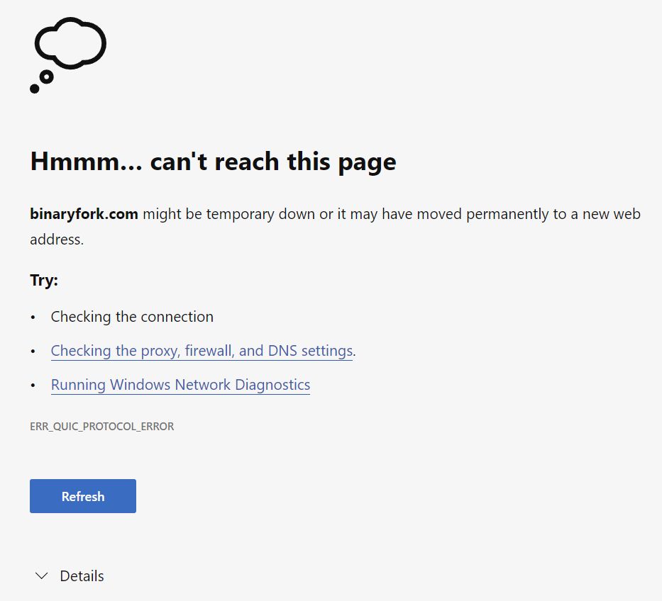 err quic protocol error browser chromium