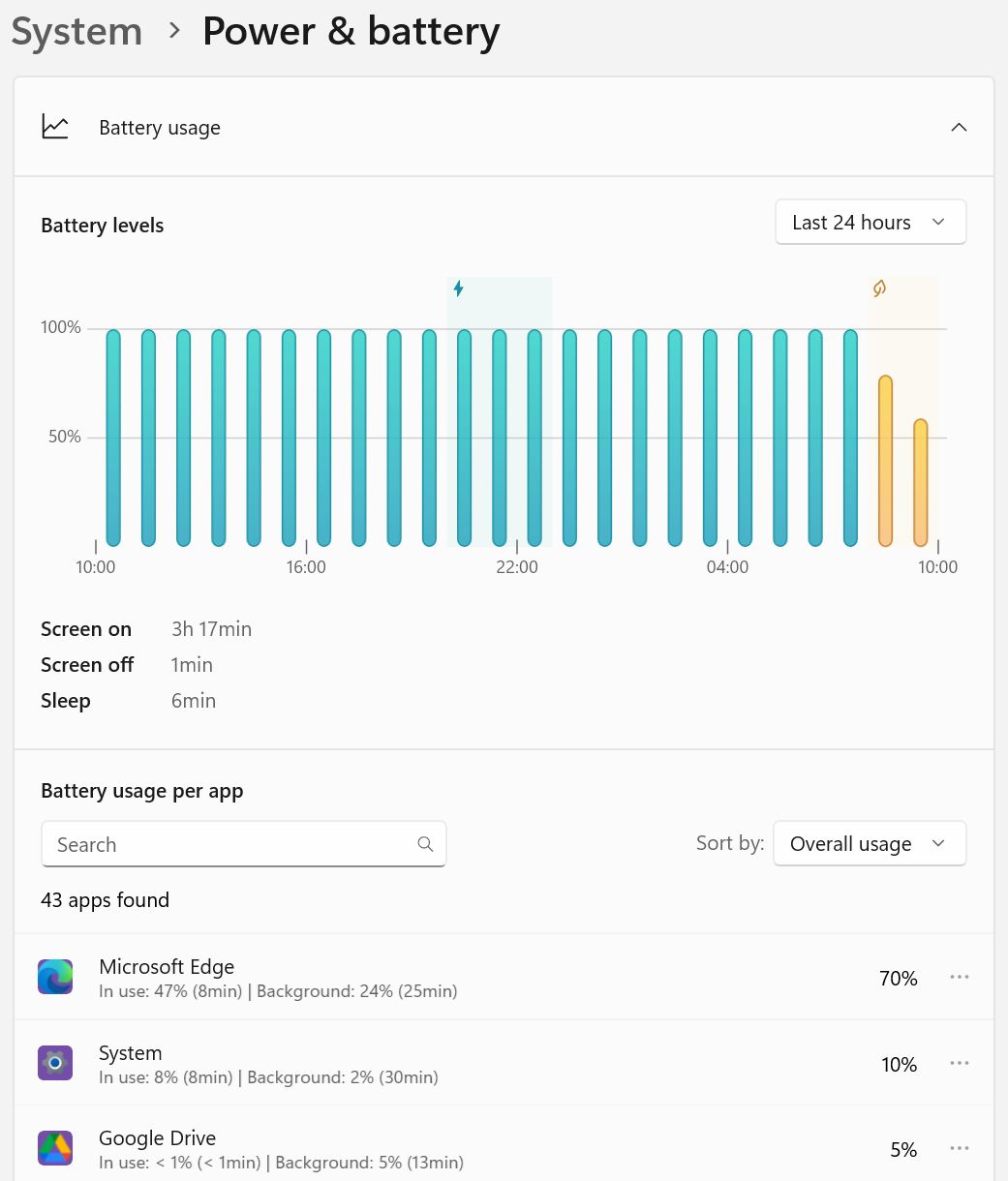 windows 11 settings battery usage report 24 hours