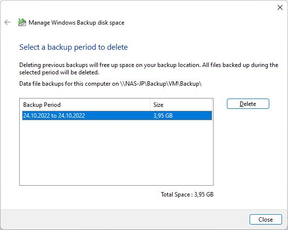 windows backup delete period
