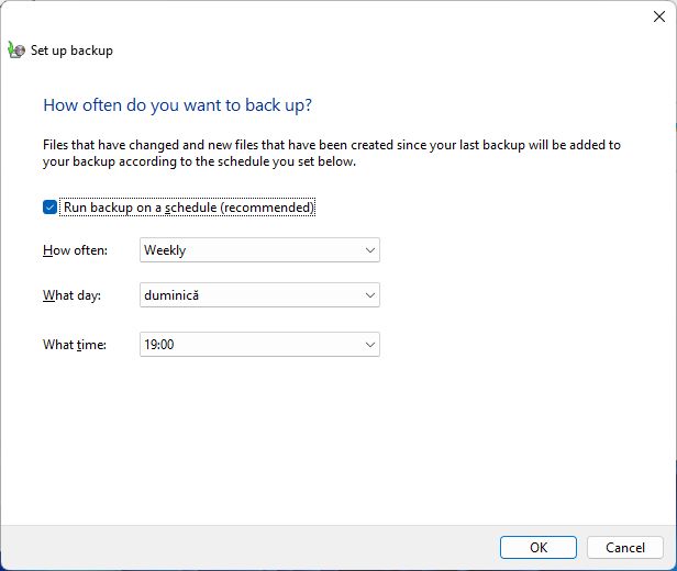 Windows Backup Zeitplan bearbeiten