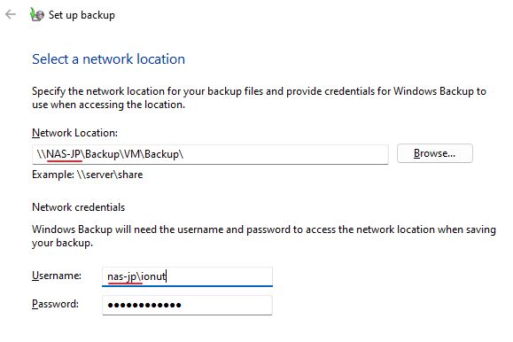 windows backup network location final settings