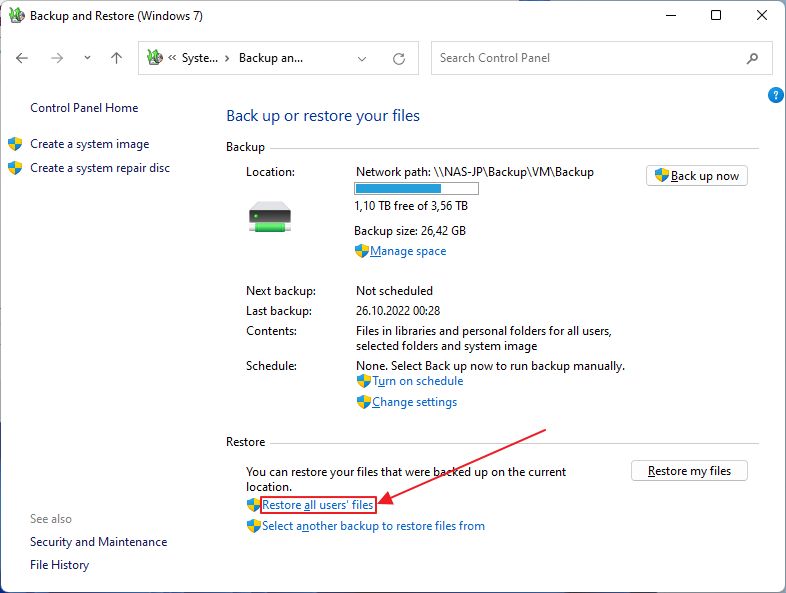 windows backup restore all users files