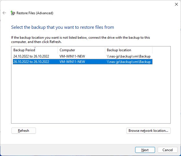 windows backup select another backup location available backups