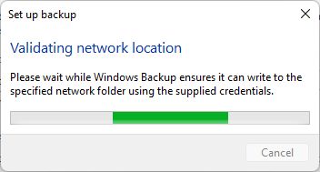 windows backup verifiziert Netzwerkstandort