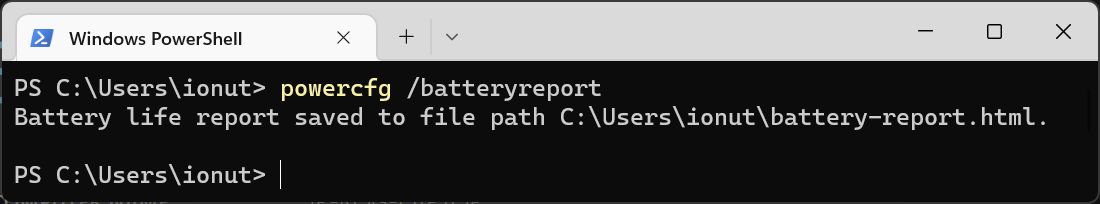 windows cmd powercfg battery report