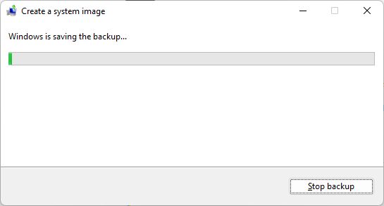 windows is saving system image