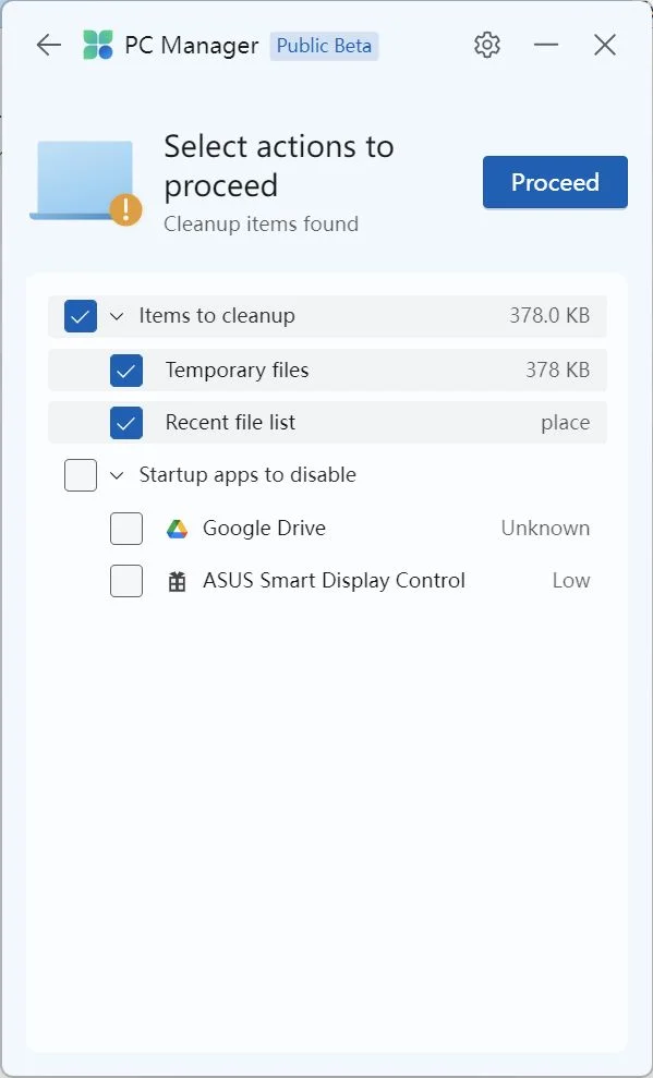 windows pc manager health check