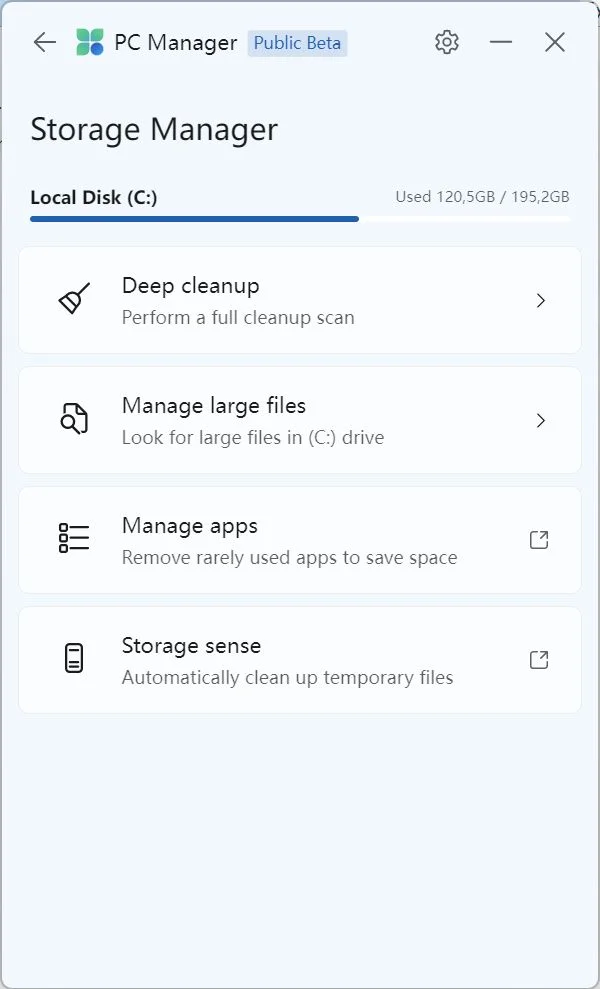 windows pc manager storage manager