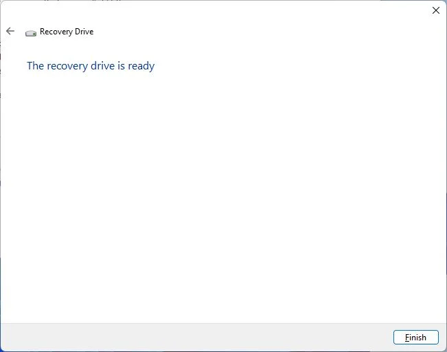 windows recovery drive is ready