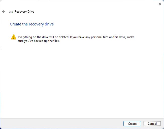 windows recovery everything will be deleted warning