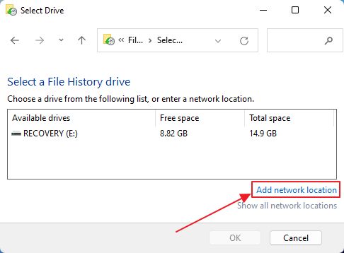 file history add network location