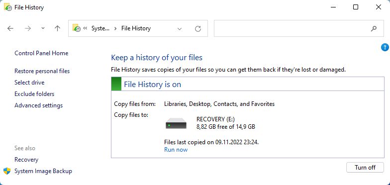 file history is on