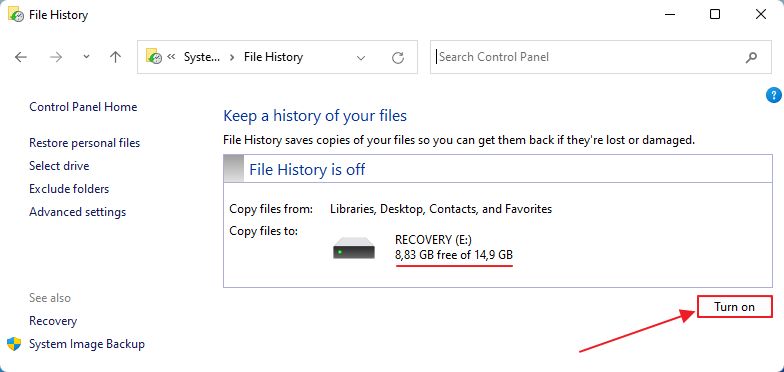 file history turn on