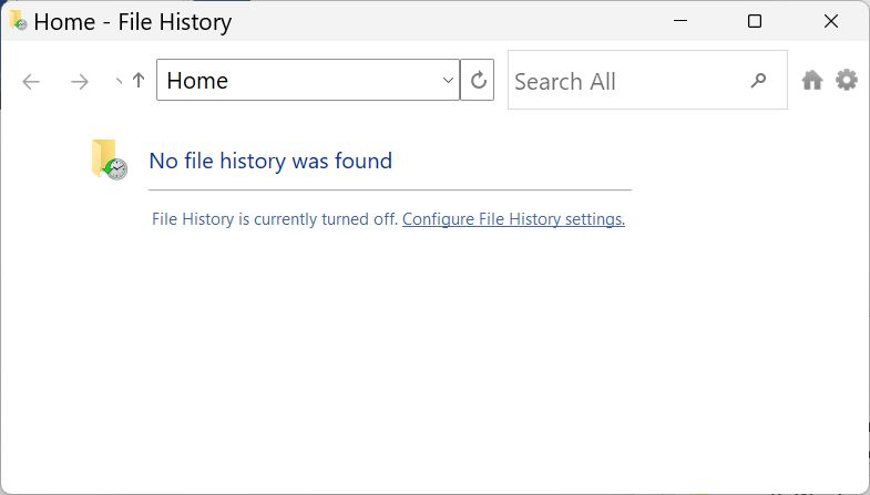 no file history was found