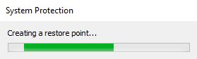 system protection creating restore point