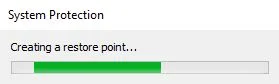 system protection creating restore point