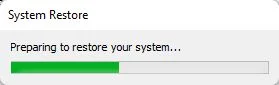 system restore preparing to restore your system