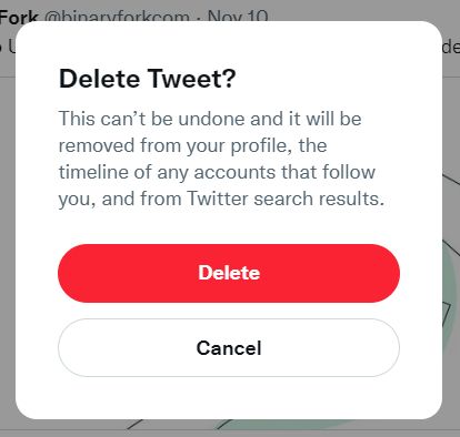 twitter delete tweet confirmation