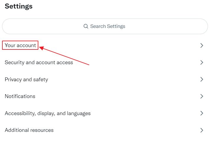 twitter settings your account