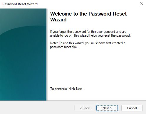 welcome to password reset wizard