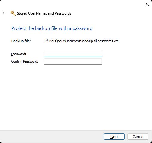 windows credential manager backup password
