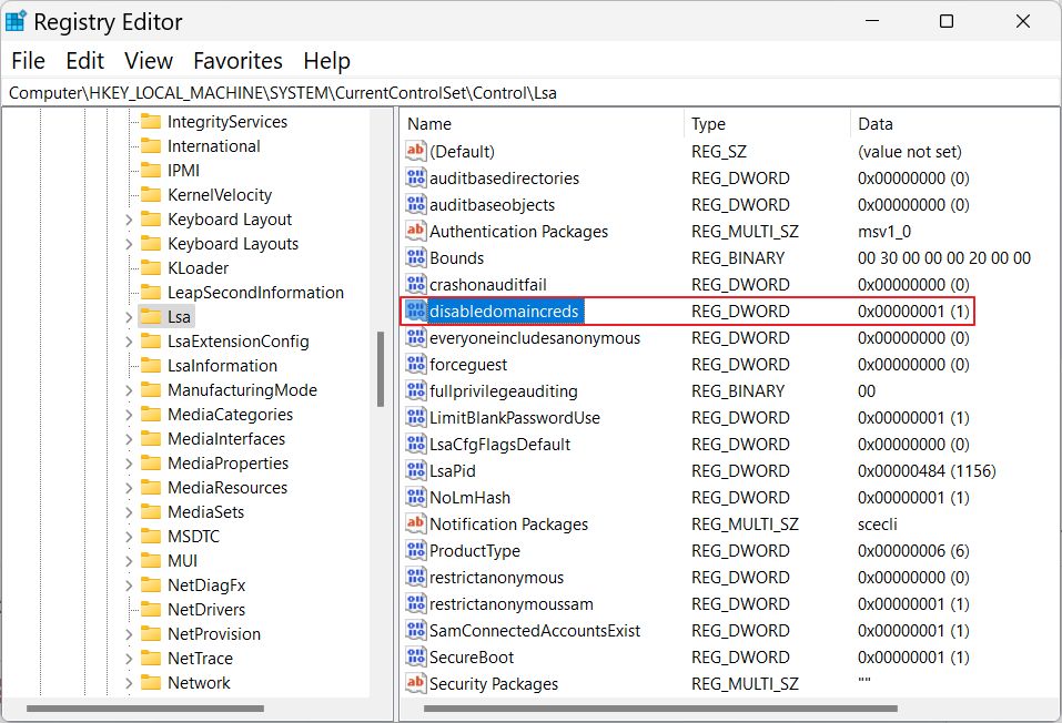 windows credential manager disable with regedit key