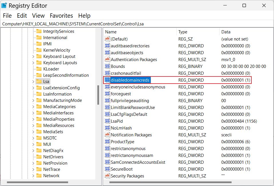 desactivar el gestor de credenciales de windows con la clave regedit