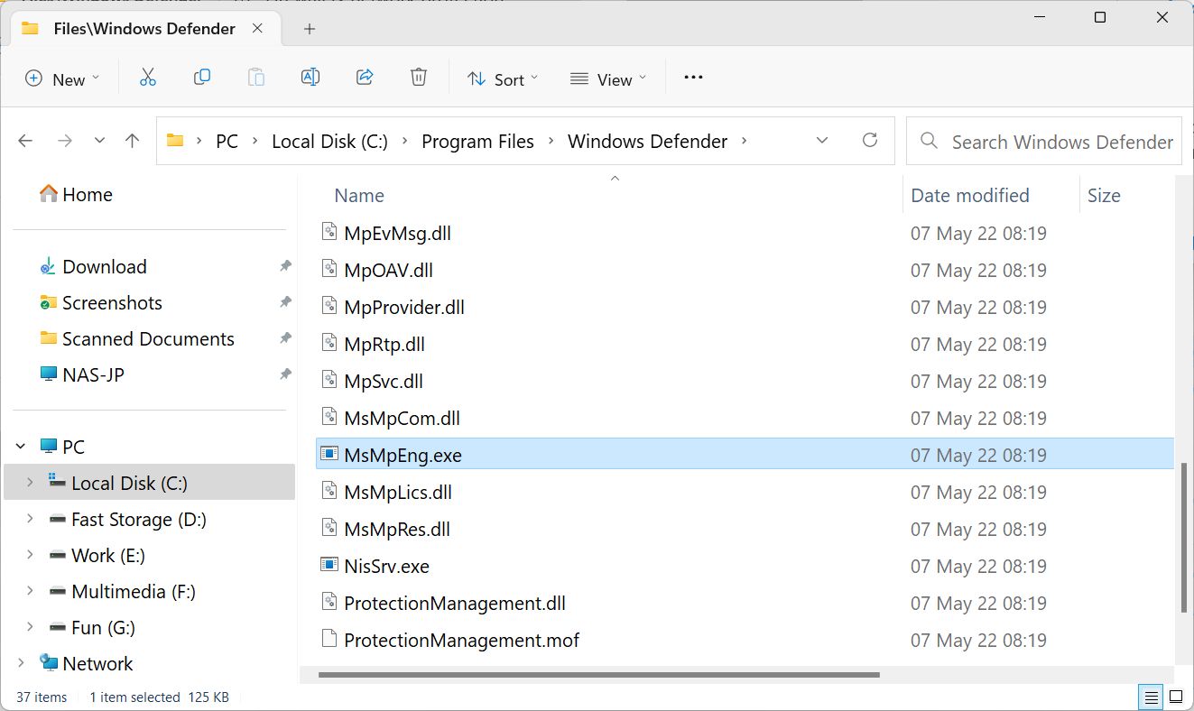 windows defender program files folder